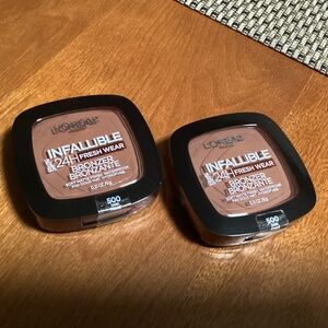 L'Oreal Infallible 24H Fresh Wear Bronzer bundle 500 Dark 0.31 oz/9g NEW